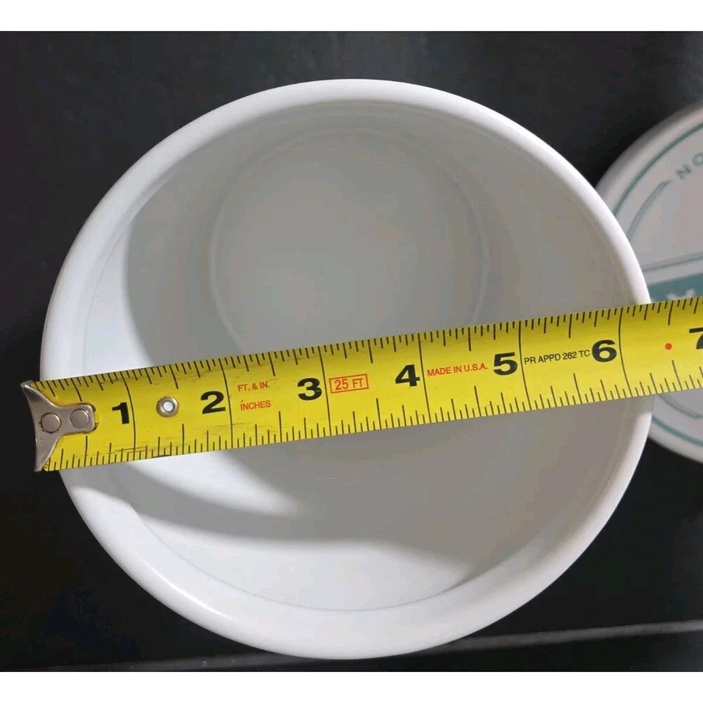 Vtg. William Sonoma Ice Cream White Crock w/ GREAT Blue Lid Graphics VERY NICE!!